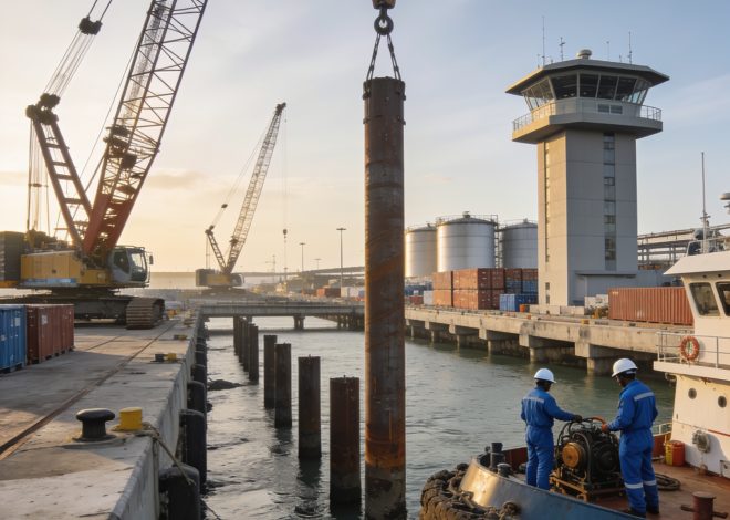 Môle Est : fin du battage des pieux, le port de Pointe-Noire se modernise